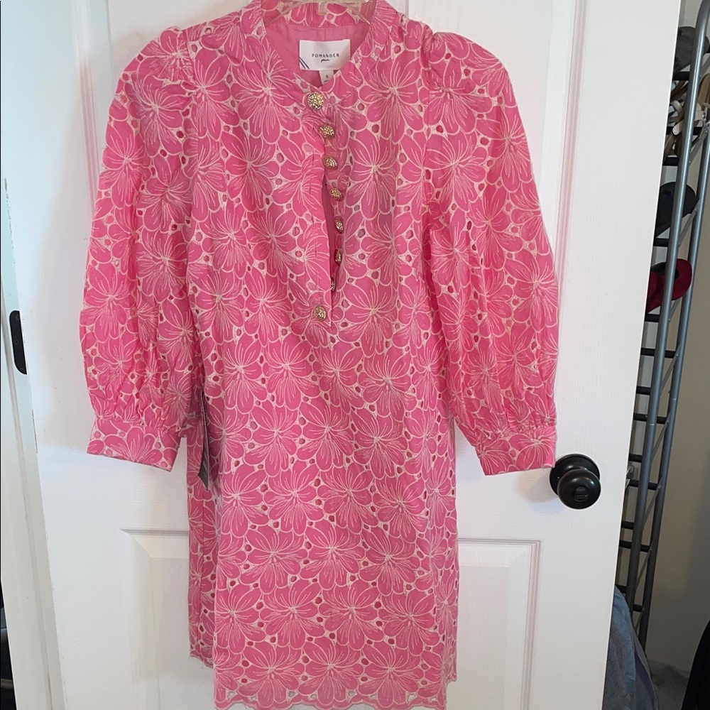 Pomander Place Pink Floral Long Sleeve Dress
